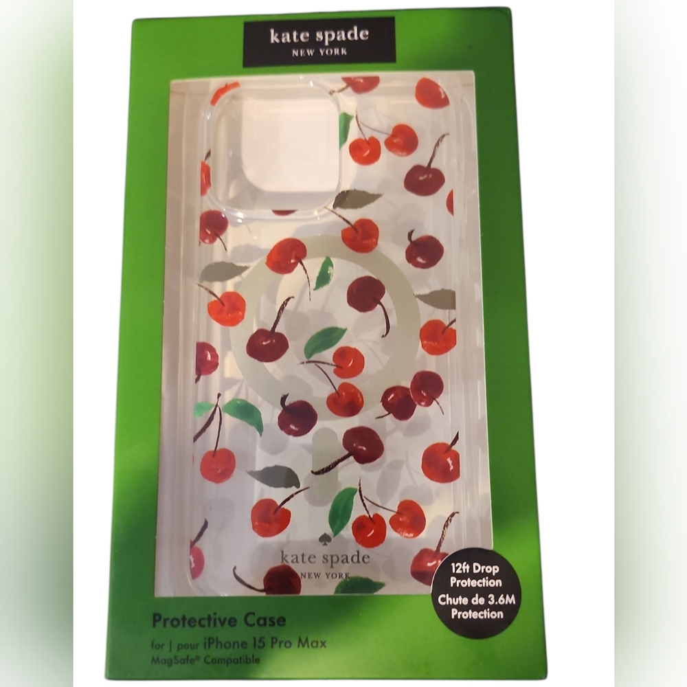 NWT Kate Spade Apple Design MagSafe IPHONE 15 PRO MAX Compatible Cellphone Case - Picture 1 of 4